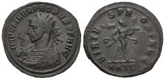 RÖMER, KAISERZEIT Probus (276-282), Antoninian 277, Siscia, 4. Offizin. Av.: IMP C M AVR PROBVS P F AVG, Büste mit Strahlenkrone, Konsularsrobe und Adlerzepter nach links. Rv.: VIRTV-S PR-OBI AVG // X