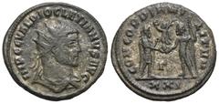 RÖMER, KAISERZEIT Diocletianus (284-305), Antoninian 284-294, Cyzikus. Av.: IMP C C VAL DIOCLETIANVS AVG, drapierte und gepanzerte Büste mit Strahlenkrone nach rechts. Rv.: CONCORDIA MI-LITVM // Γ // 