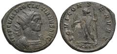 RÖMER, KAISERZEIT Diocletianus (284-305), Antoninian 288, Ticinum. Av.: IMP C VAL DIOCLETIANVS AVG, gepanzerte Büste mit Strahlenkrone nach rechts. Rv.: IOVI CONSERVAT // SXXIT, Jupiter steht mit Blit