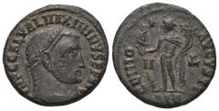 RÖMER, KAISERZEIT Maximinus Daia (310-313), Follis 312-313, Alexandria. Av.: IMP C GAL VAL MAXIMINVS P F AVG, belorbeerter Kopf nach rechts. Rv.: GENIO AVGVSTI // N-A // ALE, Genius mit Modius, Füllho