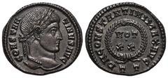 RÖMER, KAISERZEIT Constantinus I. (306-337), Follis 320-321, Ticinum. Av.: CONSTAN-TINVS AVG, belorbeerter Kopf nach rechts. Rv.: D N CONSTANTINI MAX AVG // TT, im Lorbeerkranz VOT•XX. 3,55 g. RIC VII