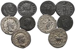 RÖMER, KAISERZEIT, LOTS Lot mit unterschiedlichen Nominalen. 1.: Traianus Decius (249-251), Antoninian 249-251, Rom. Rv.: GENIVS EXERC ILLVRICIANI, Genius mit Patera und Füllhorn nach links stehend, d