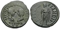 RÖMER, PROVINZIALPRÄGUNGEN, THRACIA Mesambria, Philippus I. und Otacilia Severa, Æ 244-249. Av.: AYT M IOYΛ ΦIΛIΠΠOΣ MWT // CEBHPA // CE, drapierte Büsten des Philippus I. Arabs und der Otacilia Sever