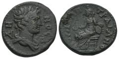 RÖMER, PROVINZIALPRÄGUNGEN, ASIA, Phrygia Traianopolis, Hadrianus 117-138, Æ 117-138. Av.: ΔH-MOC, drapierte Demosbüste nach rechts. Rv.: TPAIANO-ΠOΛITΩN, Kybele sitzt mit Patera nach links. 5,23 g. R
