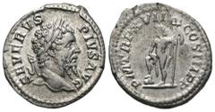 RÖMER, KAISERZEIT. Septimius Severus 193-211, Denar 209, Rom. Av.: SEVERVS PIVS AVG, drapierte und belorbeerte Büste nach rechts. Rv.: P M TR PXVII COS III P P, Neptun nach links, Fuß auf der Weltkuge