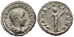 RÖMER, KAISERZEIT. Gordianus III. 238-244, Denar 241, Rom. Av.: IMP GORDIANVS PIVS FEL AVG, belorbeerte, drapierte und gepanzerte Büste nach rechts. Rv.: DIANA LVCI-FERA, Diana Lucifera steht mit Stab