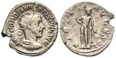 RÖMER, KAISERZEIT. Gordianus III. 238-244, Antoninian 241-243, Rom. Av.: IMP GORDIANVS PIVS FEL AVG, drapierte Büste mit Strahlenkrone nach rechts. Rv.: VIRTVTI AVGVSTI, Herakles mit Keule und Löwenfe