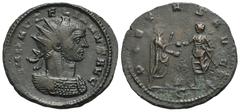 RÖMER, KAISERZEIT. Aurelianus 270-275, Antoninian 270-275, 4. Offizin, Mediolanum. Av.: IMP AVRELIANVS AVG, drapierte und gepanzerte Büste mit Strahlenkrone nach rechts. Rv.: PIETAS AVG // S, Aurelian