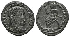 RÖMER, KAISERZEIT. Constantius I. Chlorus 305-306, Halbfollis 317-318, Siscia. Av.: DIVO CONSTANTIO PIO PRINCIPI, verschleierter und belorbeerter Kopf nach rechts. Rv.: REQVIES OPTIMOR-VM MERITORVM //