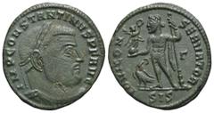 RÖMER, KAISERZEIT. Constantinus I. 306-337, Follis 313-315, Siscia, 3. Offizin. Av.: IMP CONSTANTINVS P F AVG, drapierte und belorbeerte Büste nach rechts. Rv.: IOVI CON-SERVATORI // Г // SIS, Jupiter