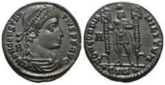 RÖMER, KAISERZEIT. Constantius II. 337-361, Follis 337-361, Siscia. Av.: D N CONSTAN-TIVS P F AVG, gepanzerte und drapierte Büste mit Rosettendiadem nach rechts, im linken Feld A. Rv.: CONCORDIA MILIT