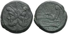 RÖMER, REPUBLIK Anonyme Prägungen, Æ 217-215 v. Chr., Rom. Av.: Januskopf mit Lorbeerkranz, darüber Wertzeichen I. Rv.: Prora nach rechts, darunter ROMA, darüber Wertzeichen I. 37,19 g. Crawford: 56/2