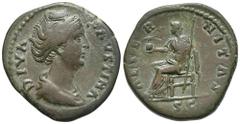 RÖMER, KAISERZEIT Faustina Maior 138-141, Konsekrationsprägungen, As nach 141, Rom. Av.: DIVA - FAVSTINA, drapierte Büste nach rechts. Rv.: AETER-NITAS // S C, Aeternitas mit Zepter und Phoenix auf Gl