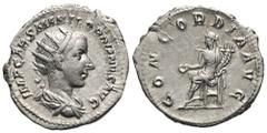 RÖMER, KAISERZEIT Gordianus III. 238-244, Antoninian 240, Rom. Av.: IMP CAES M ANT GORDIANVS AVG, drapierte und gepanzerte Büste mit Strahlenkrone nach rechts. Rv.: CONCORDIA AVG, Concordia mit Füllho