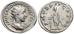 RÖMER, KAISERZEIT Gordianus III. 238-244, Antoninian 240, Rom. Av.: IMP GORDIANVS PIVS FEL AVG, drapierte und gepanzerte Büste mit Strahlenkrone nach rechts. Rv.: P M TR P II COS P P, Kaiser capite ve