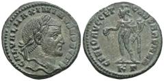 RÖMER, KAISERZEIT Maximinus Daia als Caesar 305-309, Follis 305-306, Cyzikus. Av.: GAL VAL MAXIMIANVS NOB CAES, belorbeerter Kopf nach rechts. Rv.: GENIO AVGG ET - CAESARVM NN // KΓ, Genius steht mit 