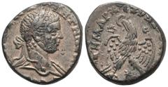 RÖMER, PROVINZIALPRÄGUNGEN, SYRIA Antiochia ad Orontem, Elagabalus 218-222, Tetradrachme 219. Av.: AVT K M A ANTѠNЄINOC CЄB, belorbeerte Büste mit drapierter linker Schulter nach rechts. Rv.: ΔHMAPX Є