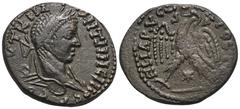 RÖMER, PROVINZIALPRÄGUNGEN, SYRIA Antiochia ad Orontem, Elagabalus 218-222, Billon-Tetradrachme. Av.: AVT K M A ANTѠNЄINOC CЄB, belorbeerte Büste nach rechts. Rv.: HMAPX ЄΞ VΠATOC TO B, Adler mit geöf