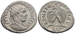 RÖMER, PROVINZIALPRÄGUNGEN, SYRIA Antiochia ad Orontem, Philippus I. Arabs 244-249, Tetradrachme 244. Av.: AVTOK K M IOYΛI ΦIΛIΠΠOC CEB, drapierte und gepanzerte Büste mit Strahlenkrone nach rechts. R