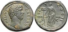 RÖMER, KAISERZEIT. Aelius Caesar 136-138, Sesterz 137, Rom. Av.: L AELIVS CAESAR, Kopf nach rechts. Rv.: TR POT COS II / PAN-NO-NIA // S-C, Pannonia mit Mauerkrone und Vexillum lupft ihren Mantel. 26,