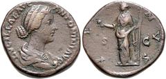 RÖMER, KAISERZEIT. Lucius Verus 161-169 für Lucilla, Sesterz 164-169, Rom. Av.: LUCILLAE AVG ANTONINI AVG F, drapierte Büste nach rechts. Rv.: VENVS // S-C, Venus nach links, hält Apfel und Gewand. 19