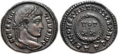 RÖMER, KAISERZEIT. Constantinus I. 306-337, Follis 320-321, Ticinum. Av.: CONSTAN-TINVS AVG, belorbeerter Kopf nach rechts. Rv.: D N CONSTANTINI MAX AVG // TT, im Lorbeerkranz VOT•XX. 3,55 g. RIC VII: