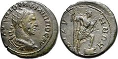 RÖMER, PROVINZIALPRÄGUNGEN, THRACIA. Bizya, Philippus I. Arabs 244-249, Æ. Av.: AYT M IOYΛ ΦIΛIΠΠOC AVΓ, drapierte Büste nach rechts mit Strahlenkrone. Rv.: BIZYHNΩN, Kaiser in militärischer Tracht na