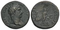 RÖMER, KAISERZEIT. Traianus 98-117, As 101-102, Rom. Av.: IMP CAES NERVA TRAIAN AVG GERM P M, belorbeerter Kopf nach rechts. Rv.: TR POT COS IIII P P // S-C, nach links eilende Victoria mit Schild, da