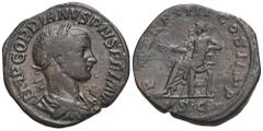RÖMER, KAISERZEIT. Gordianus III. 238-244, Sesterz 241-243, Rom. Av.: IMP GORDIANVS PIVS FEL AVG, gepanzerte, drapierte und belorbeerte Büste nach rechts. Rv.: P M TR P III COS II P P // S-C, Apollon 