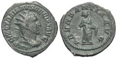 RÖMER, KAISERZEIT. Traianus Decius 249-251, Antoninian 249-251, Rom. Av.: IMP C M Q TRAIANVS DECIVS AVG, gepanzerte und drapierte Büste mit Strahlenkrone nach rechts. Rv.: ABVNDANTIA AVG, Abundantia n