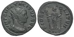 RÖMER, KAISERZEIT. Tacitus 275-276, Antoninian 275, Rom, 7. Offizin. Av.: IMP C M CL TACITVS AVG, drapierte und gepanzerte Büste mit Strahlenkrone nach rechts. Rv.: FIDES MILITVM // XXIS, stehende Fid