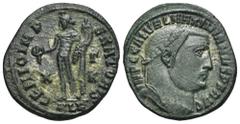 RÖMER, KAISERZEIT. Galerius 305-311, Follis 308, Alexandria. Av.: IMP C GAL VAL MAXIMIANVS P F AVG, belorbeerter Kopf nach rechts. Rv.: GENIO IMP-ERATORIS // ALE, Genius mit Chlamys und Modius nach li