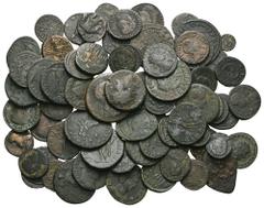 RÖMER, KAISERZEIT, LOTS. Lot mit Bronze- und Silbermünzen. Verschiedene Nominale. Meist römische Kaiserzeit. Siehe Foto. (73) Sehr schön