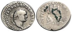 RÖMER, KAISERZEIT. Titus 79-81, Denar 80, Rom. Av.: IMP TITVS CAES VESPASIAN AVG P M, belorbeerter Kopf nach rechts. Rv.: TR P IX IMP XV COS VIII P P, zwei Gefangene sitzen Rücken an Rücken an einem T