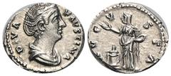 RÖMER, KAISERZEIT. Faustina Maior 138-141, Konsekrationsprägungen, Denar nach 141, Rom. Av.: DIVA FAVSTINA, drapierte Büste nach rechts. Rv.: AVGVSTA, Pietas mit Weihrauchkästchen nach links stehend u