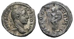 RÖMER, KAISERZEIT. Severus Alexander 222-235, Denar 230, Rom. Av.: IMP SEV ALE-XAND AVG, belorbeerter Kopf nach rechts. Rv.: VICTORIA AVGVSTI, Victoria steht nach rechts, den linken Fuß auf einer Basi
