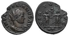 RÖMER, KAISERZEIT. Aurelianus 270-275, Antoninian 271, Siscia. Av.: IMP AVRELIANVS AVG, gepanzerte und drapierte Büste mit Strahlenkrone nach rechts. Rv.: VIR-TVS A-VG // ✱T, Kaiser mit Speer und Glob
