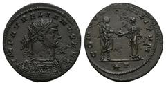 RÖMER, KAISERZEIT. Aurelianus 270-275, Antoninian 272-274, Siscia. Av.: IMP AVRELIANVS AVG, gepanzerte Büste mit Strahlenkrone nach rechts. Rv.: CONCORDIA MILITVM // ✱T, Kaiser und Concordia stehen si