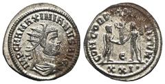 RÖMER, KAISERZEIT. Maximianus Herculius 286-310, Antoninian 293, Antiochia. Av.: IMP C M A MAXIMIANVS AVG, drapierte Panzerbüste mit Strahlenkrone nach rechts. Rv.: CONCORDIA MI–LITVM / Є / XXI, Jupit