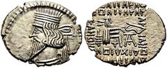 GRIECHISCHE MÜNZEN PARTHIA. Königreich der Arsakiden. Vologases III. (105-147) Drachme 105-147, Ekbatana. Av.: Büste des Königs mit Diadem und Drapierung nach links. Rv.: Arsakes mit Bogen auf Thron n