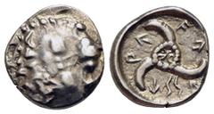 GRIECHISCHE MÜNZEN LYCIA Lykische Dynasten Vekhssere II. (400-380) 1/3 Stater ca. 410-390/80 v. Chr. Av.: Löwenskalp. Rv.: Triskeles. SNG von Aulock: 4201 Podolia: 8-10 3.12 g. Selten! Gutes sehr schö