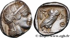 Greek Coins ATTICA - ATHENS Type : Tétradrachme  Date : c. 430 AC.  Mint name / Town : Athènes  Metal : silver  Diameter : 25,5  mm Orientation dies : 9  h. Weight : 17,214  g. Obverse legend : Anépig