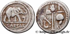 Roman coins JULIUS CAESAR Type : Denier  Date : 49 AC.  Mint name / Town : Gaule ou Italie  Metal : silver  Millesimal fineness : 950  ‰ Diameter : 18,5  mm Orientation dies : 1  h. Weight : 3,80  g. 