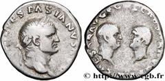 Roman coins VESPASIAN, TITUS and DOMITIAN Type : Denier  Date : janvier - juin  Mint name / Town : Rome  Metal : silver  Millesimal fineness : 900  ‰ Diameter : 17,5  mm Orientation dies : 6  h. Weigh