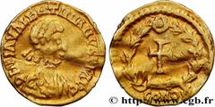 Roman coins VALENTINIAN III Type : Tremissis  Date : c. 450  Mint name / Town : Rome ou Ravenne  Metal : gold  Diameter : 14  mm Orientation dies : 12  h. Weight : 1,44  g. Rarity : R2  Obverse legend