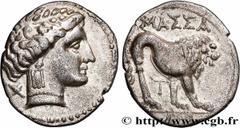 Celtic coins MASSALIA - MARSEILLE Type : “Drachme légère” ou tétrobole, groupe 1  Date : 200-150 AC.  Metal : silver  Diameter : 16,5  mm Orientation dies : 6  h. Weight : 2,33  g. Rarity : R1  Obvers