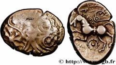 Celtic coins GALLIA BELGICA - SUESSIONES (Area of Soissons) Type : Statère d’or CRICIRV, classe III  Date : Ier siècle avant J.-C.  Metal : gold  Diameter : 18  mm Orientation dies : 6  h. Weight : 5,