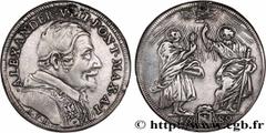 World coins ITALY- PAPAL STATES - ALEXANDER VIII (Pietro Vito Ottoboni) Type : Teston an I  Date : 1689  Mint name / Town : Rome  Quantity minted : -  Metal : silver  Diameter : 31  mm Orientation die