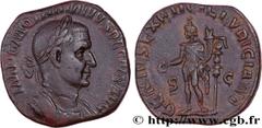 Roman coins TRAJAN DECIUS Type : Sesterce  Date : 250  Mint name / Town : Rome  Metal : copper  Diameter : 27,5  mm Orientation dies : 1  h. Weight : 16,83  g. Rarity : R1  Officine : 2e  Obverse lege