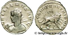 GALLIENUS Antoninien Augustus 261 Italie, Milan R2 billon (21,5mm, 2,94g, 12h) Obverse : GALLIENVS AVG Buste radié et cuirassé de Gallien à gauche, vu de trois quarts avant, tenant une lance transvers